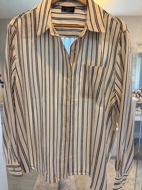 Silk-like striped blouse, dressy.